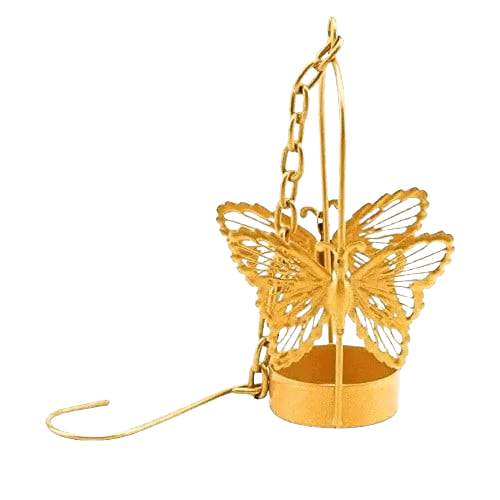 IRON BUTERFLY HANGING T-LIGHT HOLDER (GOLD)